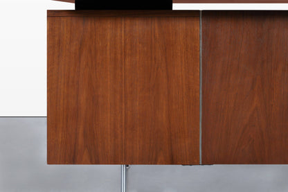 Mid-Century Modern Walnut Executive Desk Styled After Florence Knoll