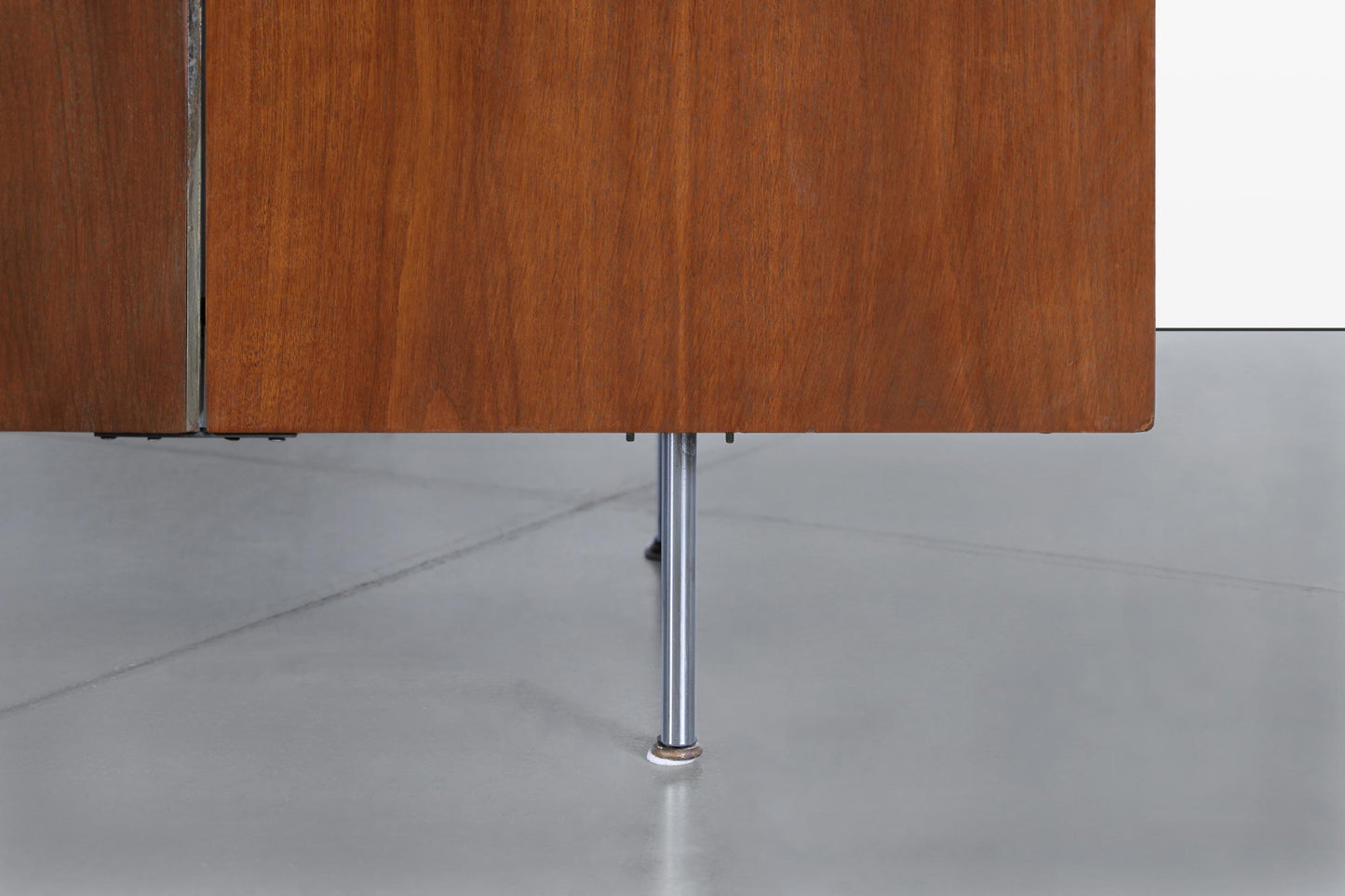 Mid-Century Modern Walnut Executive Desk Styled After Florence Knoll