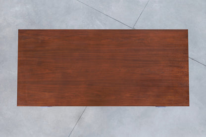 Mid-Century Modern Walnut Executive Desk Styled After Florence Knoll