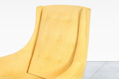 Mid-Century Modern Walnut High-Back Lounge Chairs