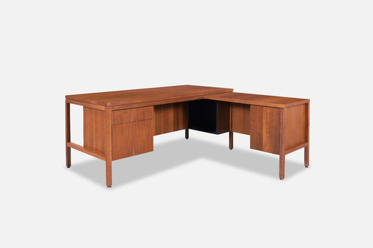 Mid-Century Modern Walnut L-Shaped Desk