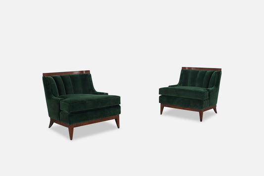 Mid-Century Modern Walnut Lounge Chairs Styled After Erwin Lambeth
