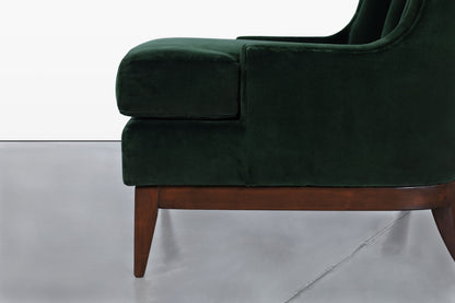 Mid-Century Modern Walnut Lounge Chairs Styled After Erwin Lambeth