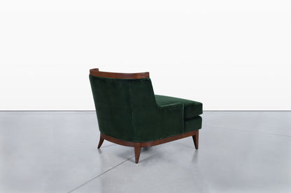 Mid-Century Modern Walnut Lounge Chairs Styled After Erwin Lambeth