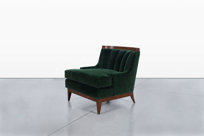 Mid-Century Modern Walnut Lounge Chairs Styled After Erwin Lambeth