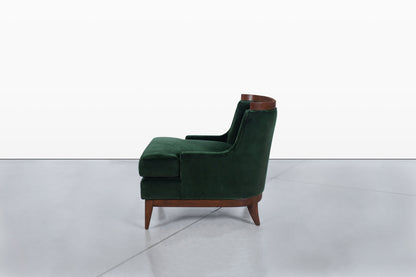 Mid-Century Modern Walnut Lounge Chairs Styled After Erwin Lambeth