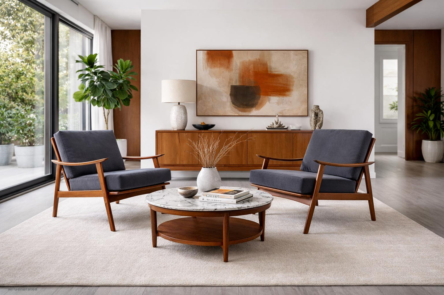 Mid-Century Modern Walnut Lounge Chairs