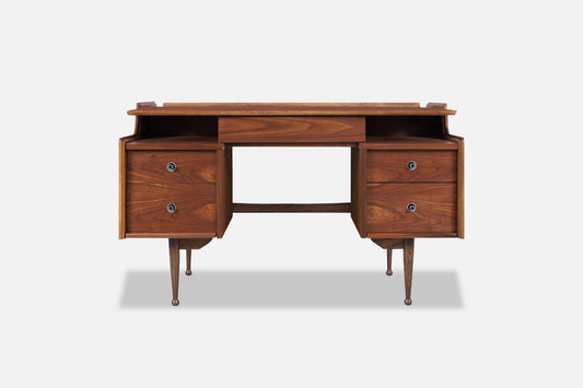 Mid-Century Modern Walnut "Mainline" Desk by Hooker