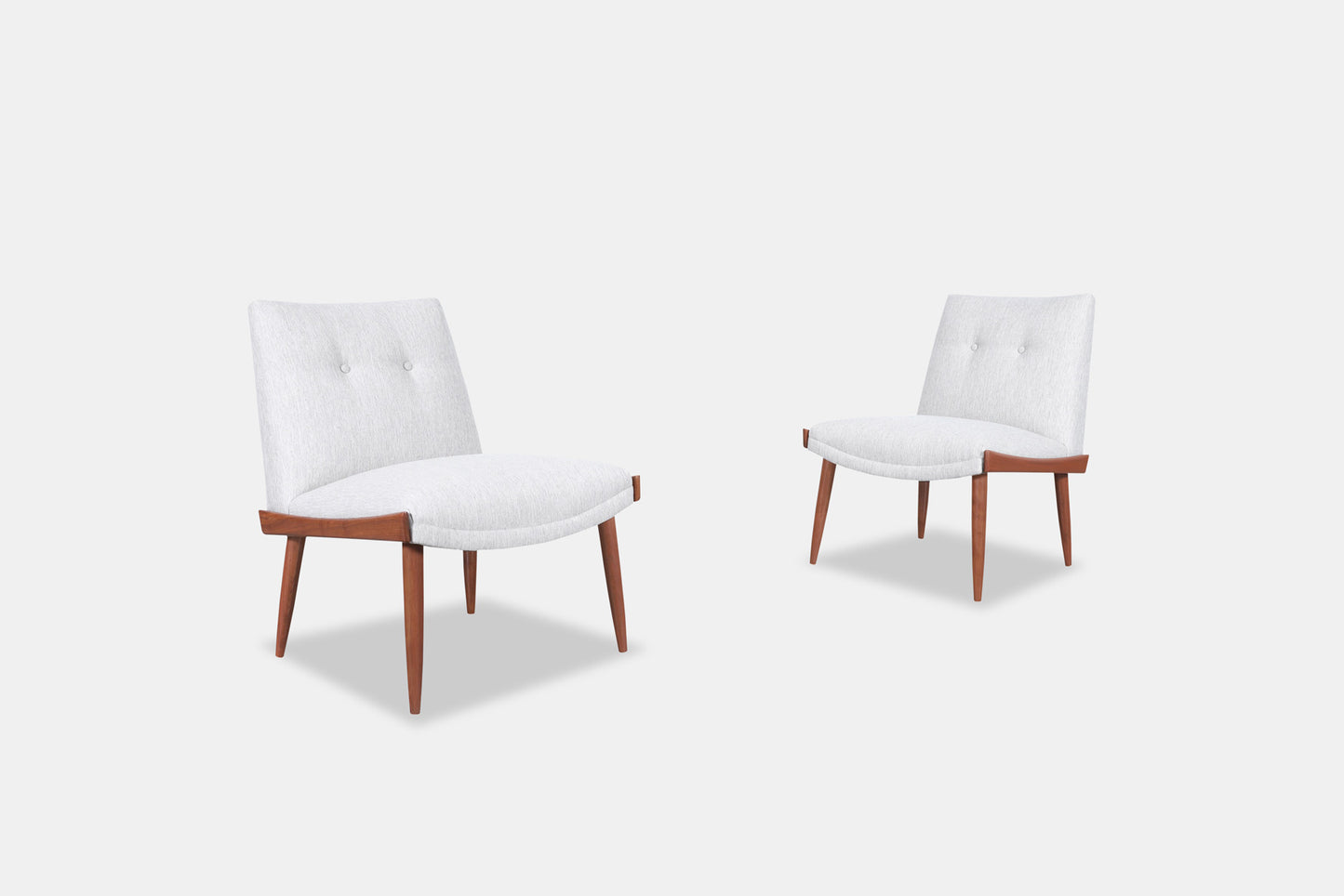 Mid-Century Modern Walnut Slipper Chairs by Kroehler