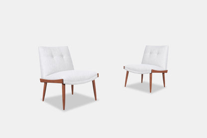 Mid-Century Modern Walnut Slipper Chairs by Kroehler