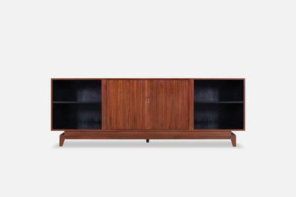 Mid-Century Modern Walnut Tambour Door Credenza