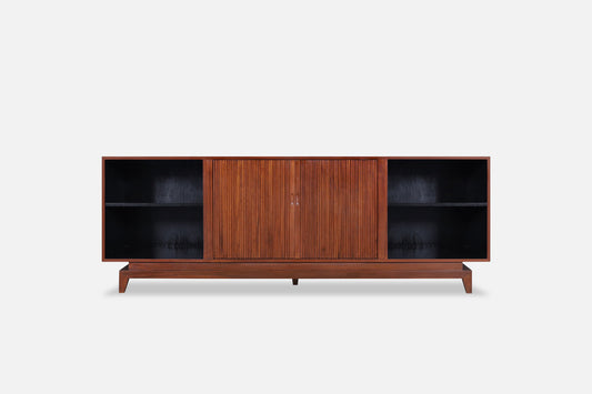 Mid-Century Modern Walnut Tambour Door Credenza