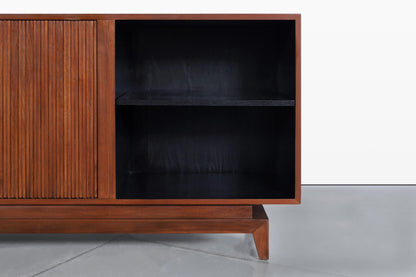 Mid-Century Modern Walnut Tambour Door Credenza