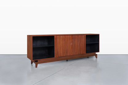 Mid-Century Modern Walnut Tambour Door Credenza