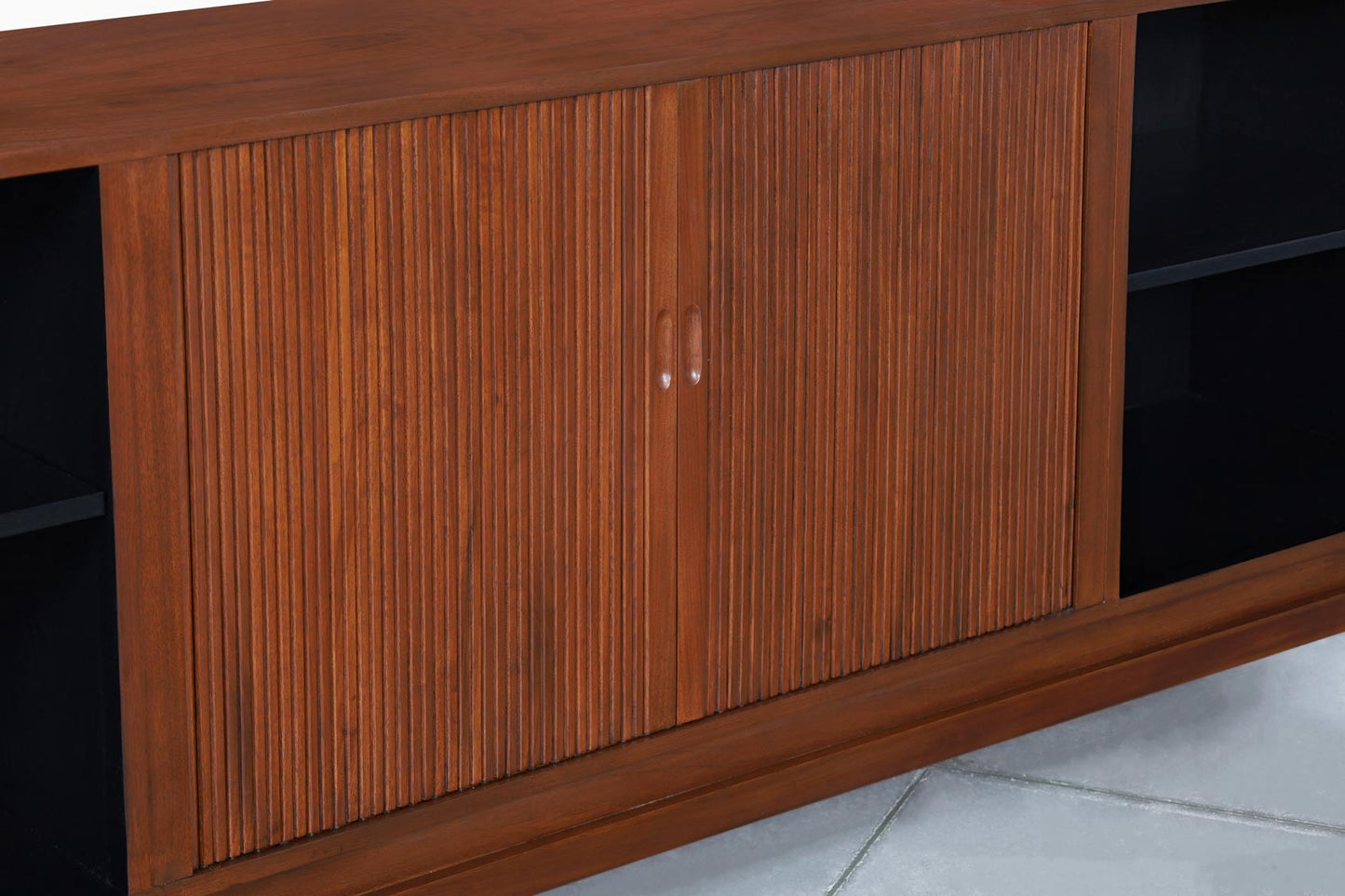 Mid-Century Modern Walnut Tambour Door Credenza