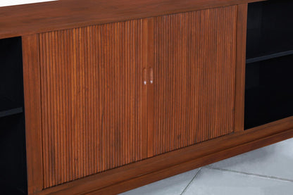 Mid-Century Modern Walnut Tambour Door Credenza