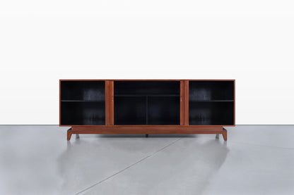 Mid-Century Modern Walnut Tambour Door Credenza