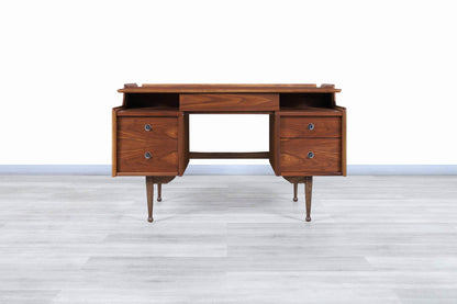 Mid-Century Modern Walnut "Mainline" Desk by Hooker