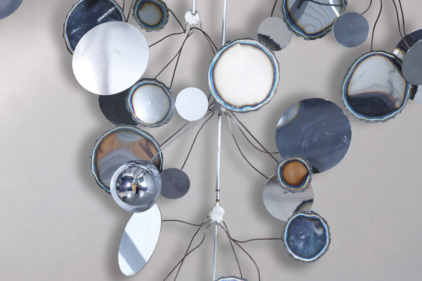 Mid-Century “Raindrops” Chrome Wall Sculpture by Curtis Jere, Signed