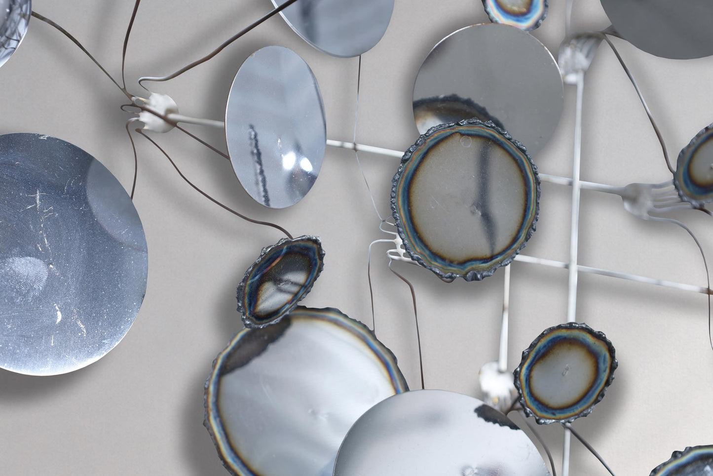 Mid-Century “Raindrops” Chrome Wall Sculpture by Curtis Jere, Signed