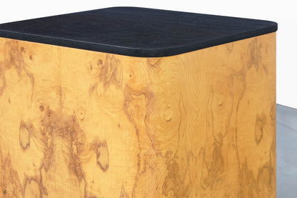 Mid-Century Square Burl Wood Side Table by Paul Mayen for Habitat International