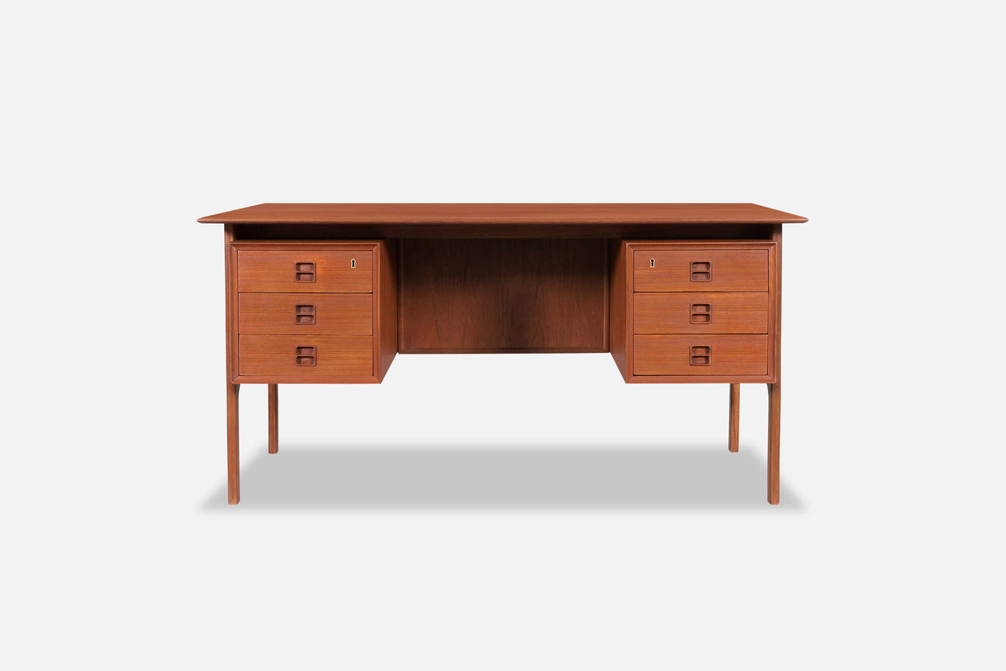 Mid-Century Teak Desk with Bookcase by Erik Brouer for Brouer Mobelfabrik
