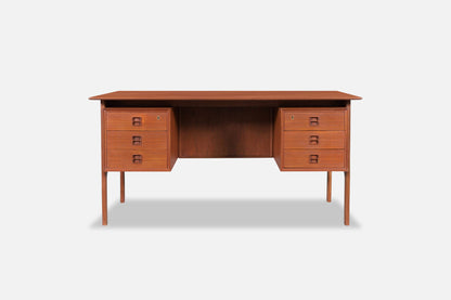 Mid-Century Teak Desk with Bookcase by Erik Brouer for Brouer Mobelfabrik