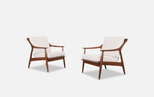 Mid-Century Walnut Lounge Chairs by Kurt Østervig for James Mobler