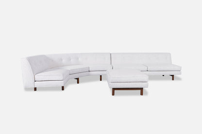 Mid-Century Walnut Sectional Sofa w/ Ottoman by Edward Wormley for Dunbar