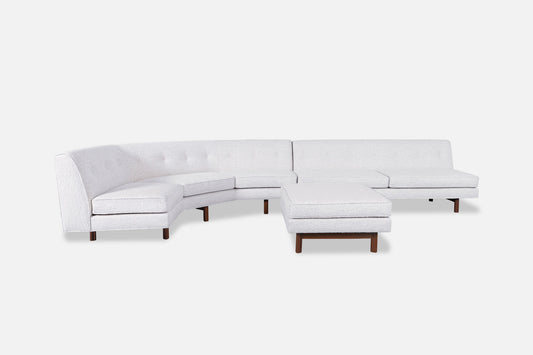 Mid-Century Walnut Sectional Sofa w/ Ottoman by Edward Wormley for Dunbar