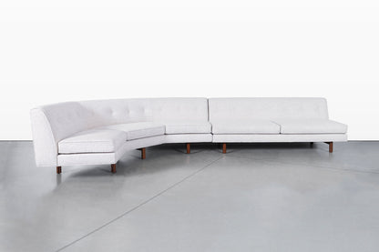 Mid-Century Walnut Sectional Sofa w/ Ottoman by Edward Wormley for Dunbar