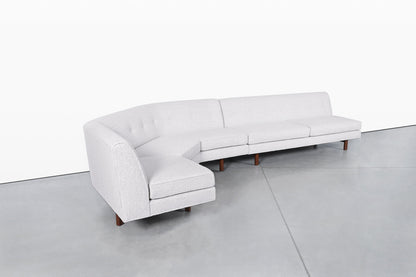 Mid-Century Walnut Sectional Sofa w/ Ottoman by Edward Wormley for Dunbar