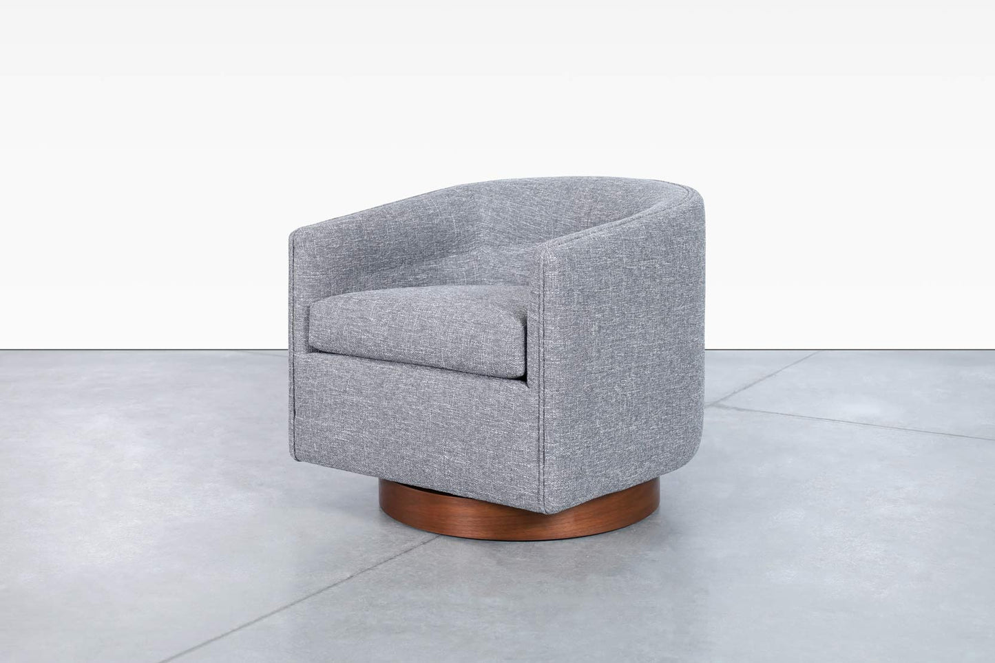 Mid-Century Walnut "Barrel" Swivel Lounge Chairs by Directional