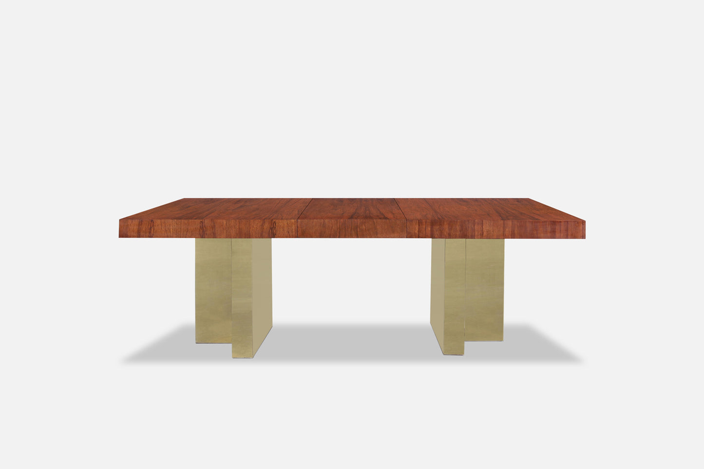 Mid-Century Walnut and Brass Expanding Dining Table by Milo Baughman