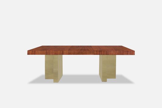 Mid-Century Walnut and Brass Expanding Dining Table by Milo Baughman
