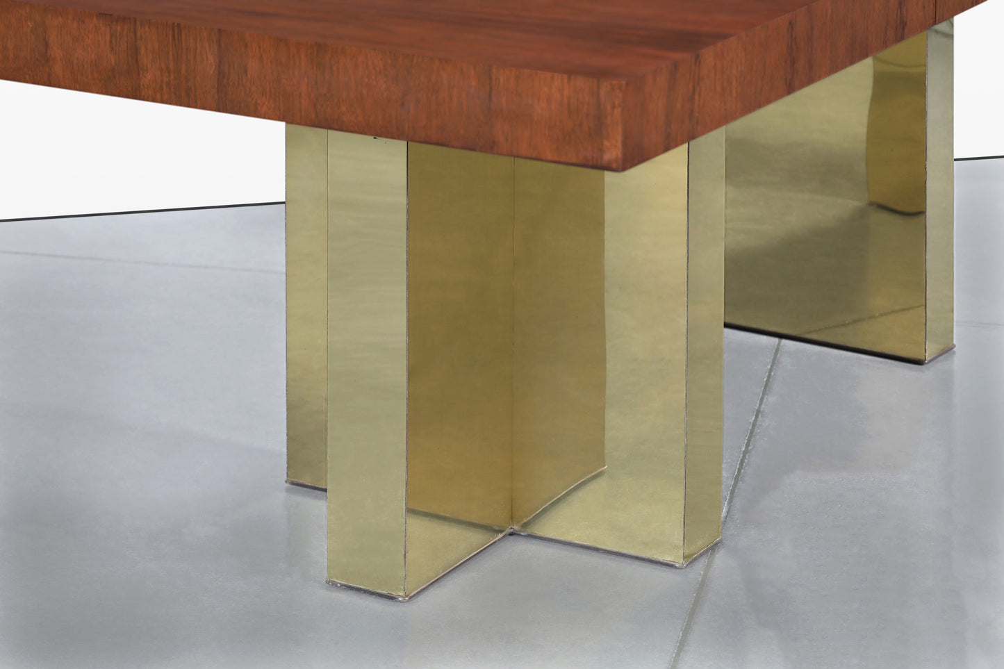 Mid-Century Walnut and Brass Expanding Dining Table by Milo Baughman