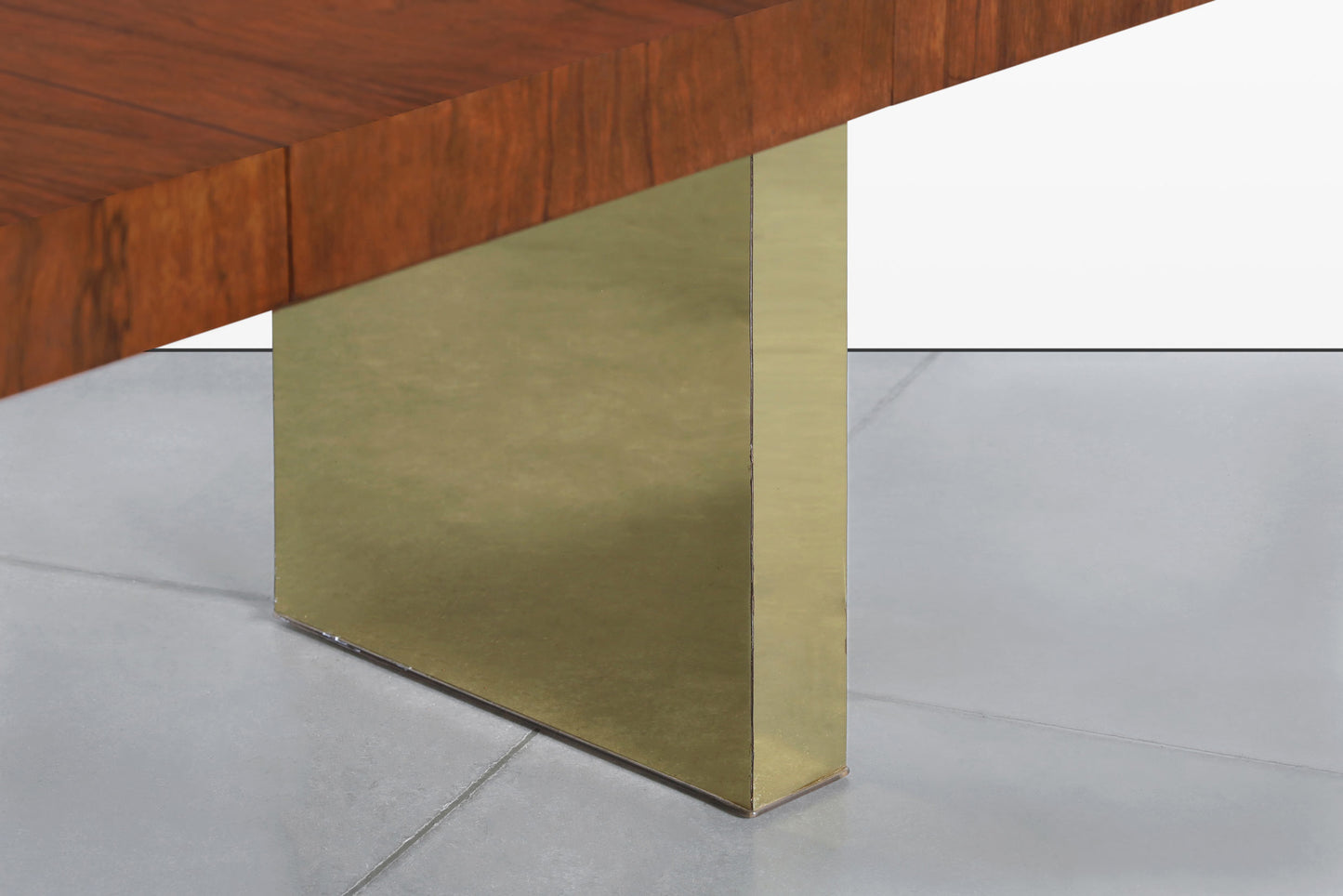 Mid-Century Walnut and Brass Expanding Dining Table by Milo Baughman
