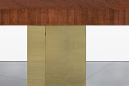 Mid-Century Walnut and Brass Expanding Dining Table by Milo Baughman
