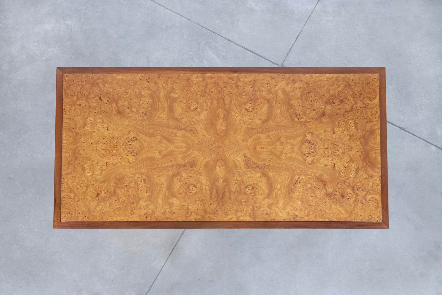 Mid-Century Walnut and Burl Wood Executive Desk by Stow Davis