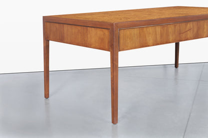 Mid-Century Walnut and Burl Wood Executive Desk by Stow Davis
