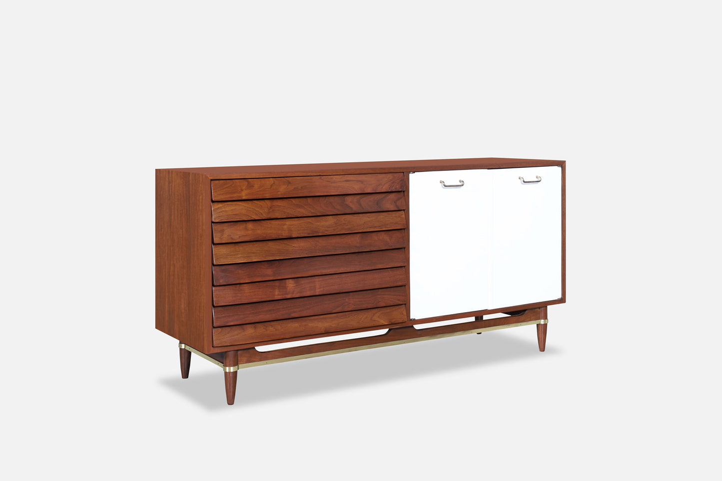 Mid-Century Walnut and Lacquer Credenza by American of Martinsville