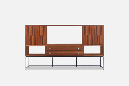 Mid-Century Modern Walnut and Rosewood Display Cabinet by Stanley