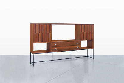 Mid-Century Modern Walnut and Rosewood Display Cabinet by Stanley