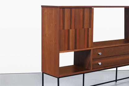 Mid-Century Modern Walnut and Rosewood Display Cabinet by Stanley