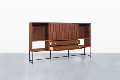 Mid-Century Modern Walnut and Rosewood Display Cabinet by Stanley