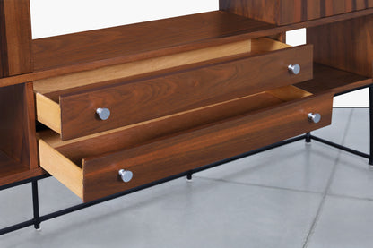 Mid-Century Modern Walnut and Rosewood Display Cabinet by Stanley