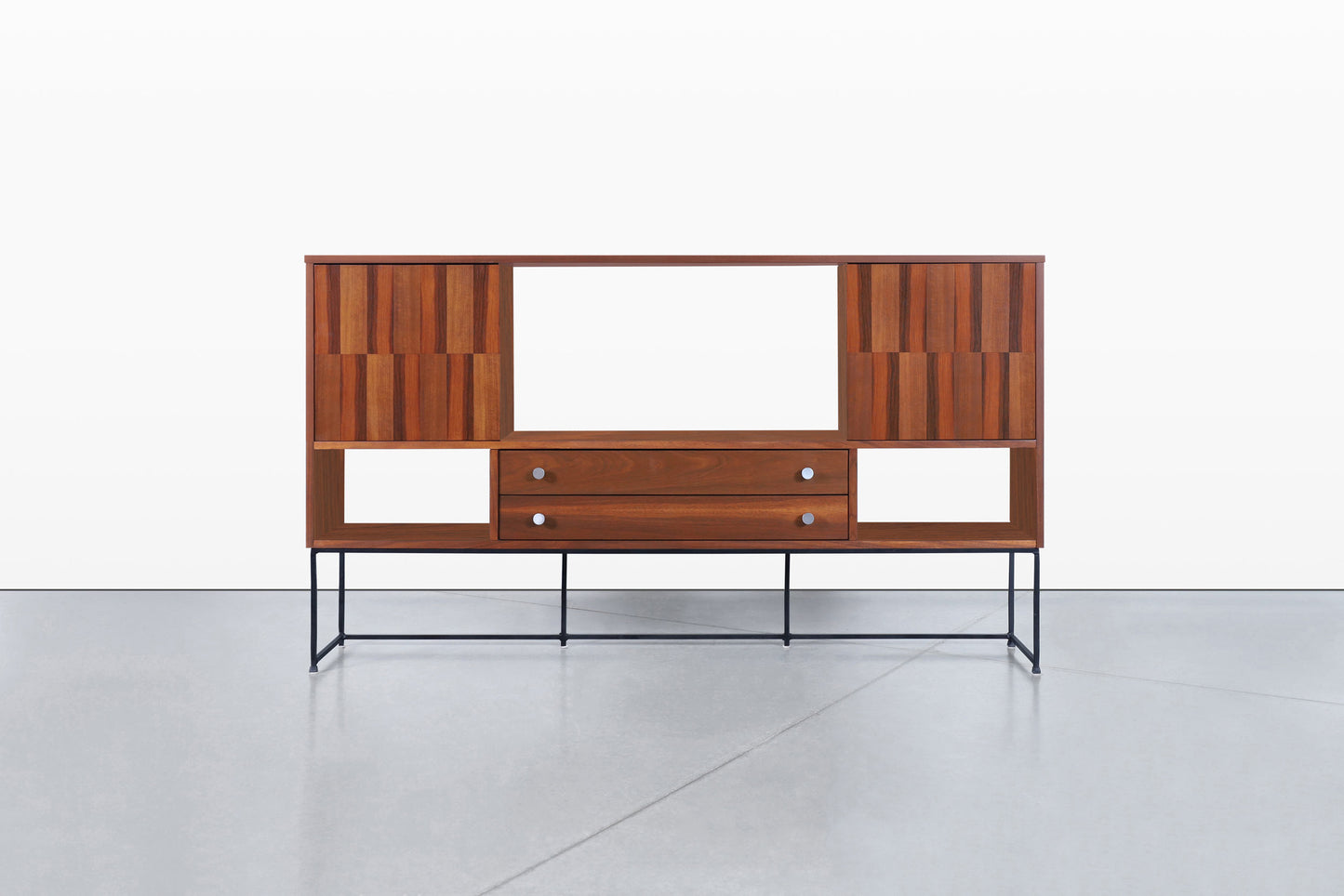 Mid-Century Modern Walnut and Rosewood Display Cabinet by Stanley