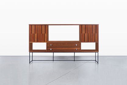 Mid-Century Modern Walnut and Rosewood Display Cabinet by Stanley