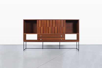 Mid-Century Modern Walnut and Rosewood Display Cabinet by Stanley