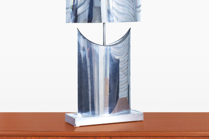 Mid-Century Oversized Chrome Lamp by Curtis Jere, Signed